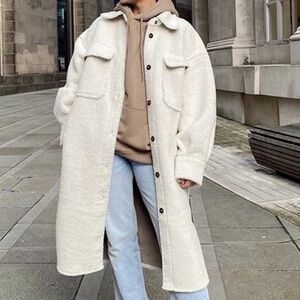 H&M Faux Shearling Shirt Jacket